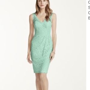 Mint Lace David’s Bridal Bridesmaid Dress